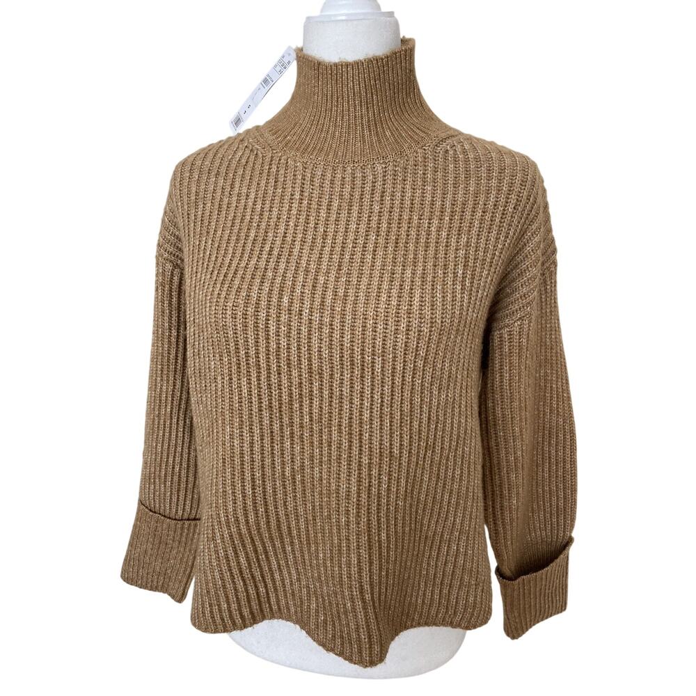 Topshop Mock Neck Crop Sweater in Camel women brown warm pullover XS A003077